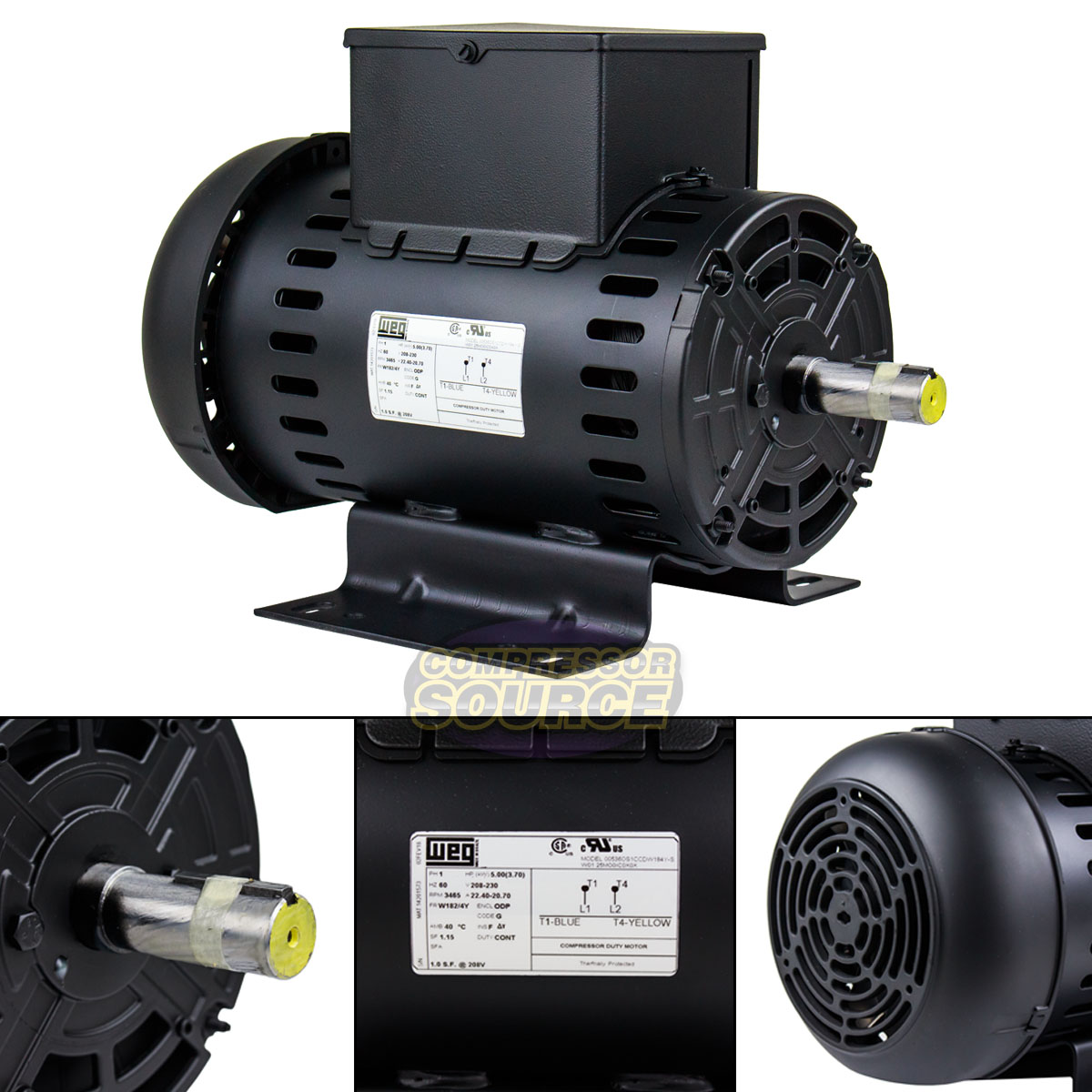 5 HP Electric Motor Air Compressor Duty W182/4Y Frame 3465 RPM Single Phase WEG eBay
